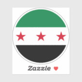Autocollant rond du drapeau de la Syrie (Feuille)