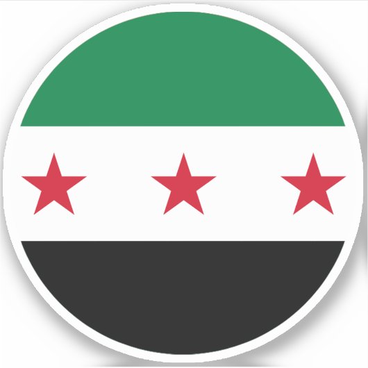 Autocollant rond du drapeau de la Syrie (Devant)