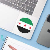 Autocollant rond du drapeau de la Syrie (Ordinateur portable avec iPhone)