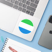 Autocollant Rond du Drapeau de Sierra Leone (Ordinateur portable avec iPhone)