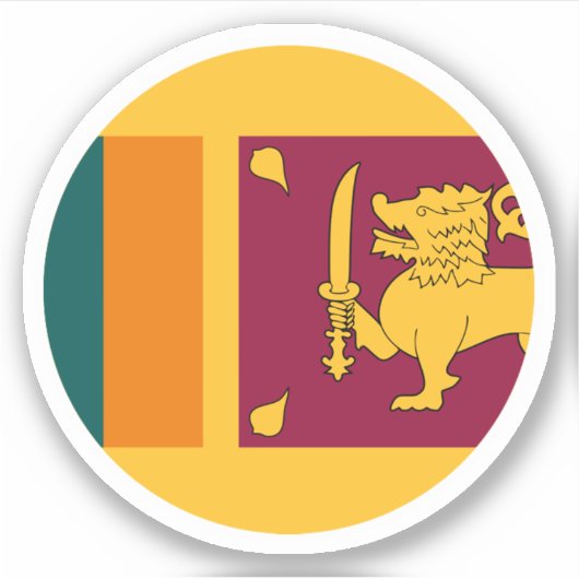 Autocollant Rond du Drapeau de Sri Lanka (Devant)
