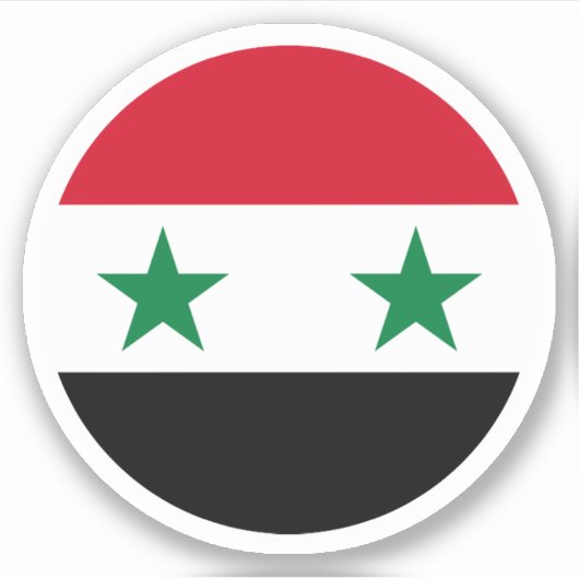 Autocollant rond du drapeau de Syrie (Devant)