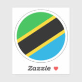Autocollant Rond du Drapeau de Tanzanie (Feuille)