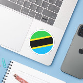 Autocollant Rond du Drapeau de Tanzanie (Ordinateur portable avec iPhone)
