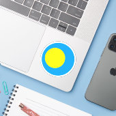 Autocollant rond du drapeau des Palaos (Ordinateur portable avec iPhone)