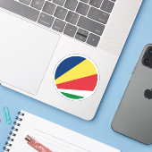 Autocollant rond du drapeau des Seychelles (Ordinateur portable avec iPhone)