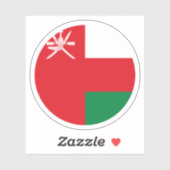 Autocollant Rond du Drapeau d'Oman (Feuille)