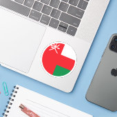 Autocollant Rond du Drapeau d'Oman (Ordinateur portable avec iPhone)