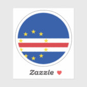 Autocollant Rond du Drapeau du Cabo Verde (Feuille)