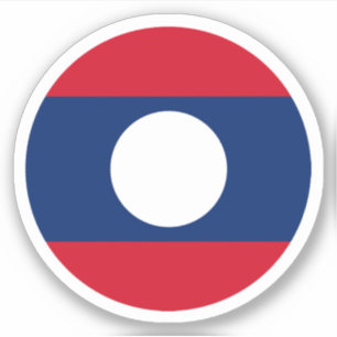 Autocollant Rond du Drapeau du Laos