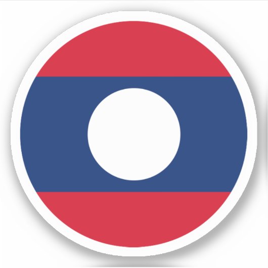 Autocollant Rond du Drapeau du Laos (Devant)