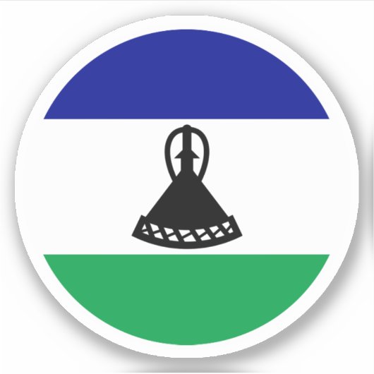 Autocollant rond du drapeau du Lesotho (Devant)