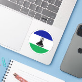 Autocollant rond du drapeau du Lesotho (Ordinateur portable avec iPhone)