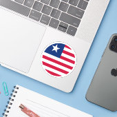 Autocollant rond du drapeau du Liberia (Ordinateur portable avec iPhone)