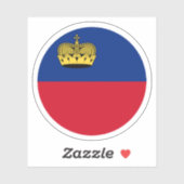 Autocollant rond du drapeau du Liechtenstein (Feuille)