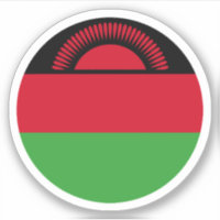 Autocollant Rond du Drapeau du Malawi