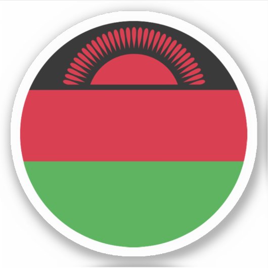 Autocollant Rond du Drapeau du Malawi (Devant)