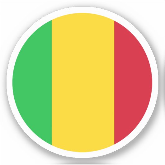 Autocollant Rond du Drapeau du Mali (Devant)