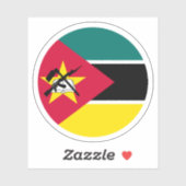 Autocollant Rond du Drapeau du Mozambique (Feuille)