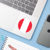 Autocollant rond du drapeau du Pérou (Ordinateur portable avec iPhone)