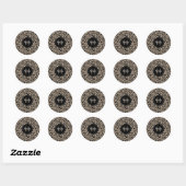 Autocollant rond Empreinte de léopard Monogram cla (Feuille)