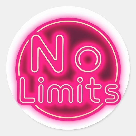 Autocollant rond esthétique « No Limits » néon ros (Devant)