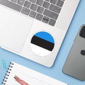 Autocollant rond estonien (Ordinateur portable avec iPhone)