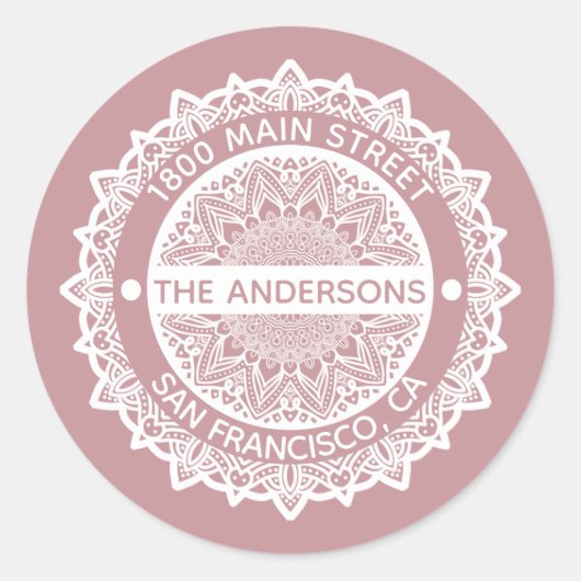 Autocollant rond Étiquette de adresse mandala viol (Devant)