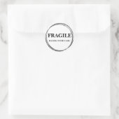 Autocollant rond Étiquette fragile moderne (Sac)