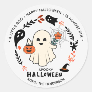 Autocollant Rond Fantôme Mignon Épouvante – Hallow
