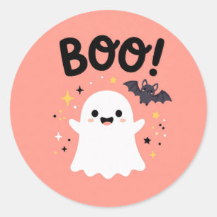 Autocollant rond fantôme mignon Halloween