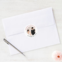 Autocollant Rond Faveur de Photo de Mariage Minima