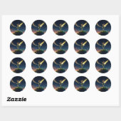 Autocollant rond Fée de la Lune (Feuille)