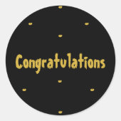 Autocollant rond Félicitations Noir et Or Élégant (Devant)