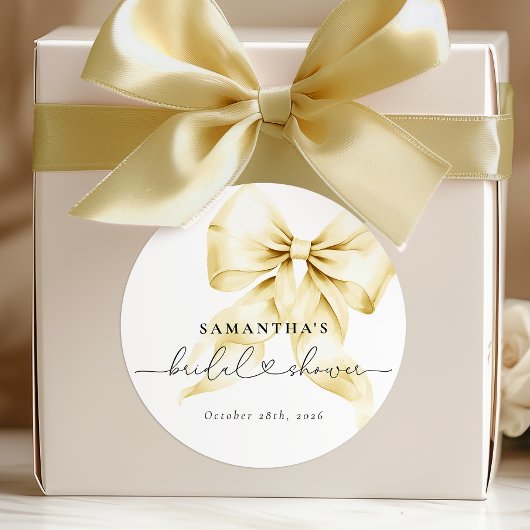 Autocollant Rond Fête de Fiançailles Arc Doré