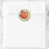 Autocollant rond Feuille d'érable rouge d'automne (Sac)