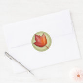 Autocollant rond Feuille d'érable rouge d'automne (Enveloppe)