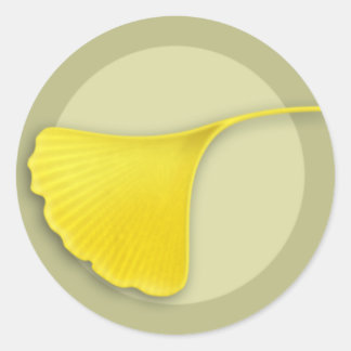 Autocollant rond feuille Ginkgo d'automne