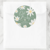 Autocollant Rond Fleur de Daisy Vert Sauge Boho (Sac)