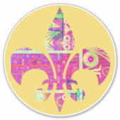 Autocollant rond Fleur De Li d'Art Abstrait (Devant)