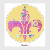 Autocollant Rond Fleur De Lis Artistique (Feuille)