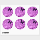 Autocollant Rond Fleurs Papillon Violet (Feuille)