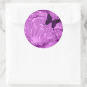 Autocollant Rond Fleurs Papillon Violet (Sac)
