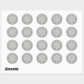 Autocollant rond flocon de neige nom/année gris (Feuille)