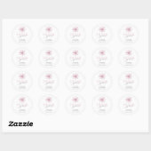 Autocollant Rond Flocon de Neige Rose Hiver Mervei (Feuille)