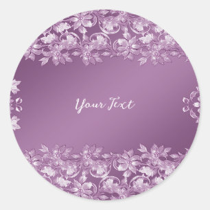 Autocollant rond floral moderne Lilac