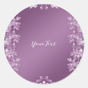 Autocollant rond floral moderne Lilac