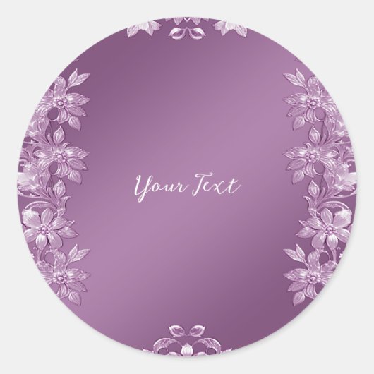 Autocollant rond floral moderne Lilac (Devant)