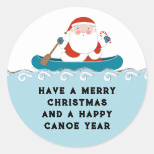 Autocollant rond Funny Canoe Christmas Classic