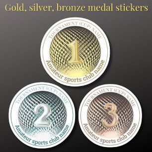 Autocollant rond gagnant de médaille d'or d'argent